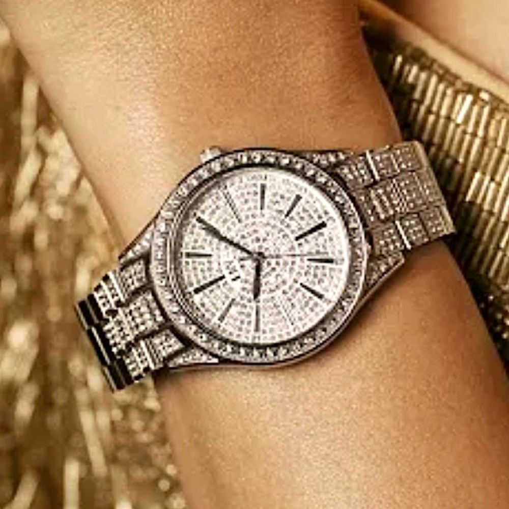 🤩 New JBW Cristal 34 Woman Watch Stainless Diamond Pave Swiss Movement Swarovski